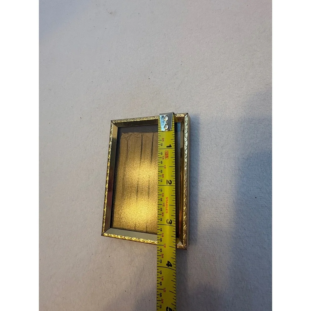 Vintage Gold Tone Embossed Metal Picture Frame Small 3x4 Tabletop Display‎
